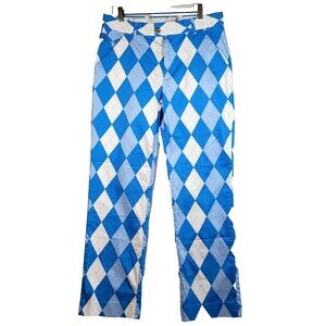 Royal & Awesome Blue & White Argyle NWOT Old Tom’s Golf Pants 34" x  31"